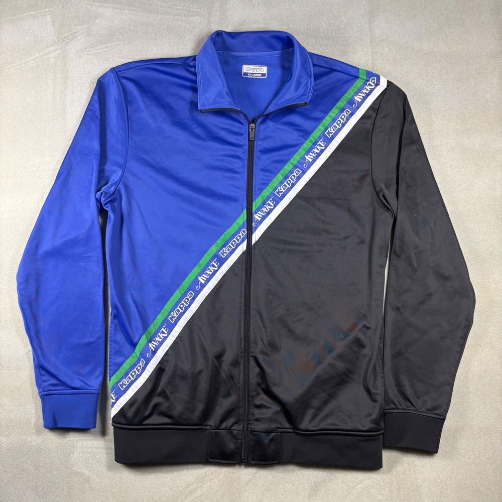 Kappa x Awake NY Track Jacket Mens XXL Blue Black Colorblock Logo Tape Full Zip